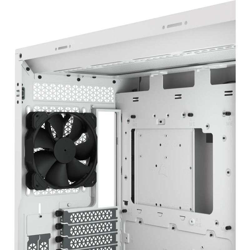 5000D Airflow Tempered Glass Mid-Tower - White (4x3.5'', 2x2.5'', Up to 360mm Liquid Coolers - AT...