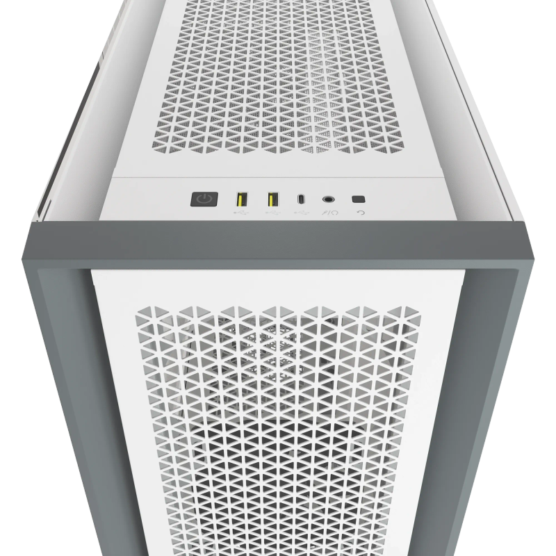 5000D Airflow Tempered Glass Mid-Tower - White (4x3.5'', 2x2.5'', Up to 360mm Liquid Coolers - AT...