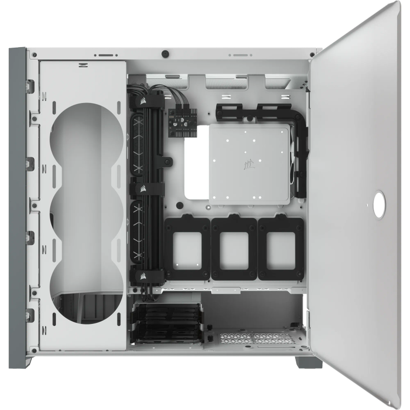 5000D Airflow Tempered Glass Mid-Tower - White (4x3.5'', 2x2.5'', Up to 360mm Liquid Coolers - AT...