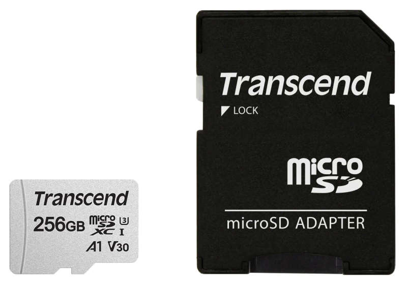 Transcend 256GB Micro SDXC UHS-I U1/U3 V30 A1 with SD Adaptor