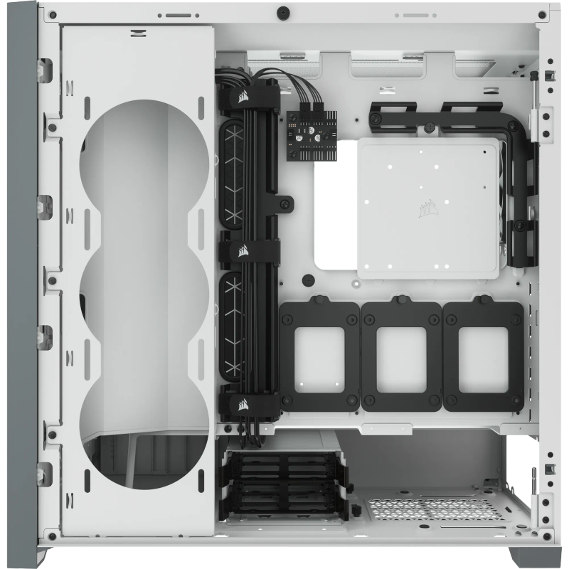 5000D Airflow Tempered Glass Mid-Tower - White (4x3.5'', 2x2.5'', Up to 360mm Liquid Coolers - AT...