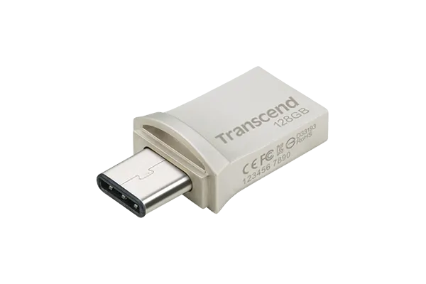 Transcend 128GB JetFlash 890 USB-C &amp; USB 3.1 OTG Flash Drive - Silver