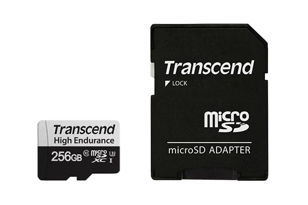 Transcend 350V 256GB High Endurance Micro SD UHS-I U3 Class 10 - 100 MB/s Read, 45 MB/s Write