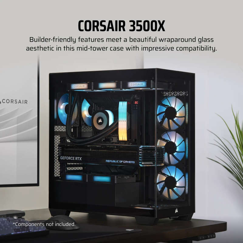 3500X Tempered Glass Mid-Tower PC Case - Black
