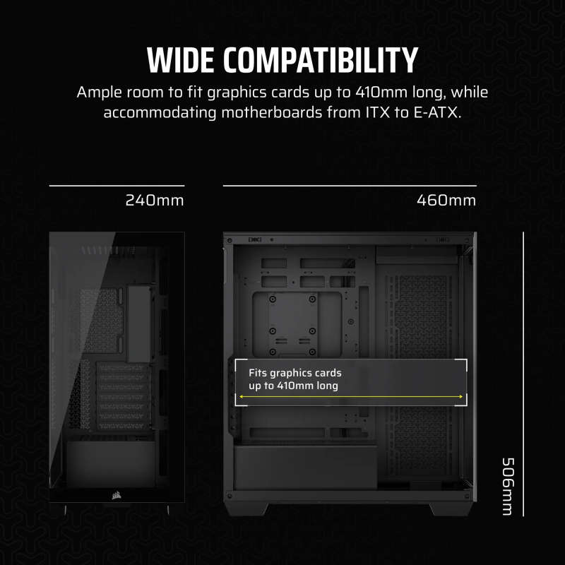3500X Tempered Glass Mid-Tower PC Case - Black