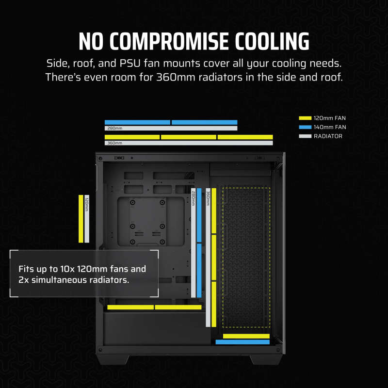 3500X Tempered Glass Mid-Tower PC Case - Black