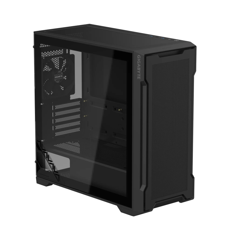 GIGABYTE C102 Mid Tower Case - Black with Tempered Glass Side Panel, mATX