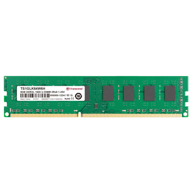 Transcend 8GB DDR3L-1600 Low Voltage Dual Voltage Desktop RAM