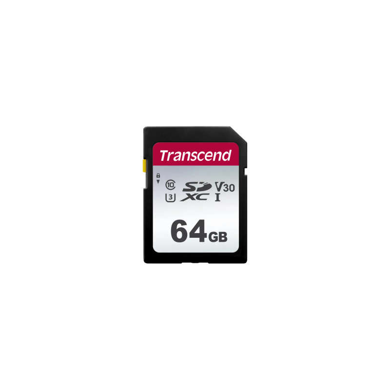 Transcend 300S 64GB UHS-I Class 10 U1 V10 SDXC Card - 3D NAND