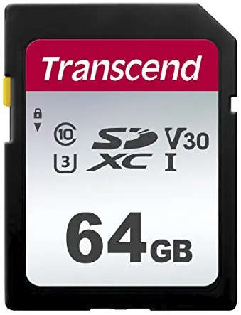 Transcend 300S 64GB UHS-I Class 10 U1 V10 SDXC Card - 3D NAND
