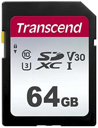 Transcend 300S 64GB UHS-I Class 10 U1 V10 SDXC Card - 3D NAND
