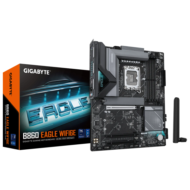 Gigabyte Intel® B860 Chipset Motherboard for LGA 1851 - 4x DDR5, 3x M2, HDMI/DP, ATX