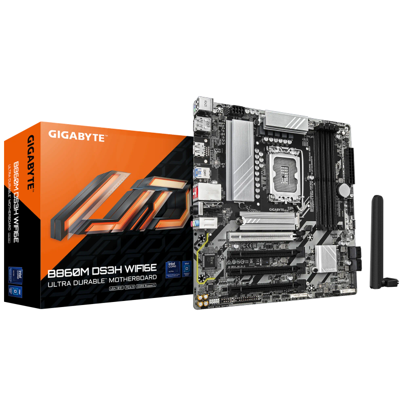 Gigabyte Intel® B860 Chipset Motherboard for LGA 1851 - 4x DDR5, 2x M2, HDMI/DP, mATX