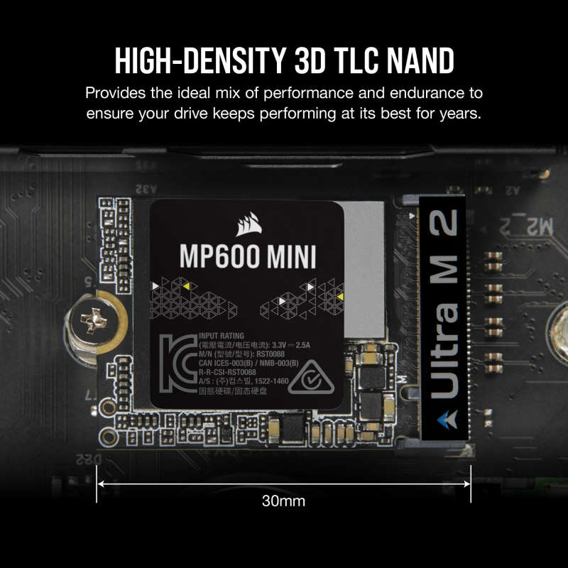 Corsair MP600 MINI 1TB M.2 NVMe PCIe Gen. 4 x4 SSD; Read Up To 5000MB/s; Write up to 3800MB/s