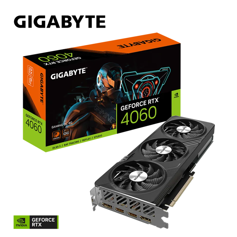 GIGABYTE nVidia GeForce RTX 4060 Gaming OC - 8GB GDDR6; 128-Bit Memory Bus; 2x HDMI; 2x DisplayPo...