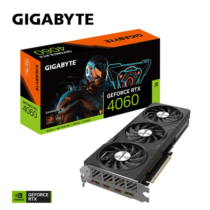 GIGABYTE nVidia GeForce RTX 4060 Gaming OC - 8GB GDDR6; 128-Bit Memory Bus; 2x HDMI; 2x DisplayPo...