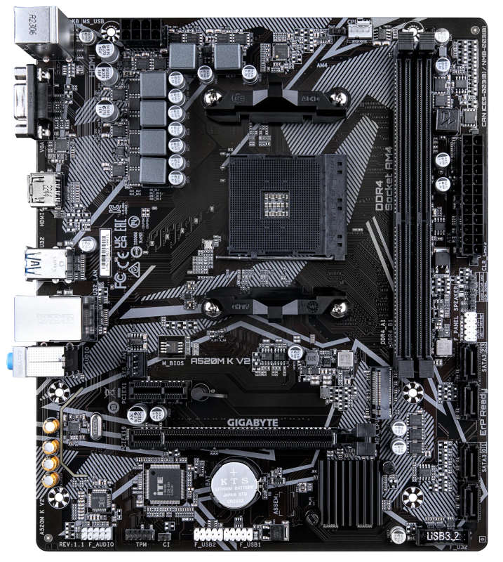 GIGABYTE AMD A520M-K for 3rd/4th/5th Generation AMD Ryzen processors; 2x Dual DDR4; 1x M2; HDM...