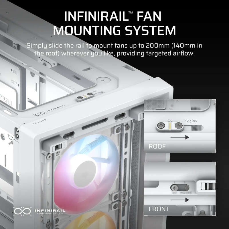 FRAME 4000D RS ARGB Mid-Tower PC Case; 3x RS ARGB PWM Fans; White.