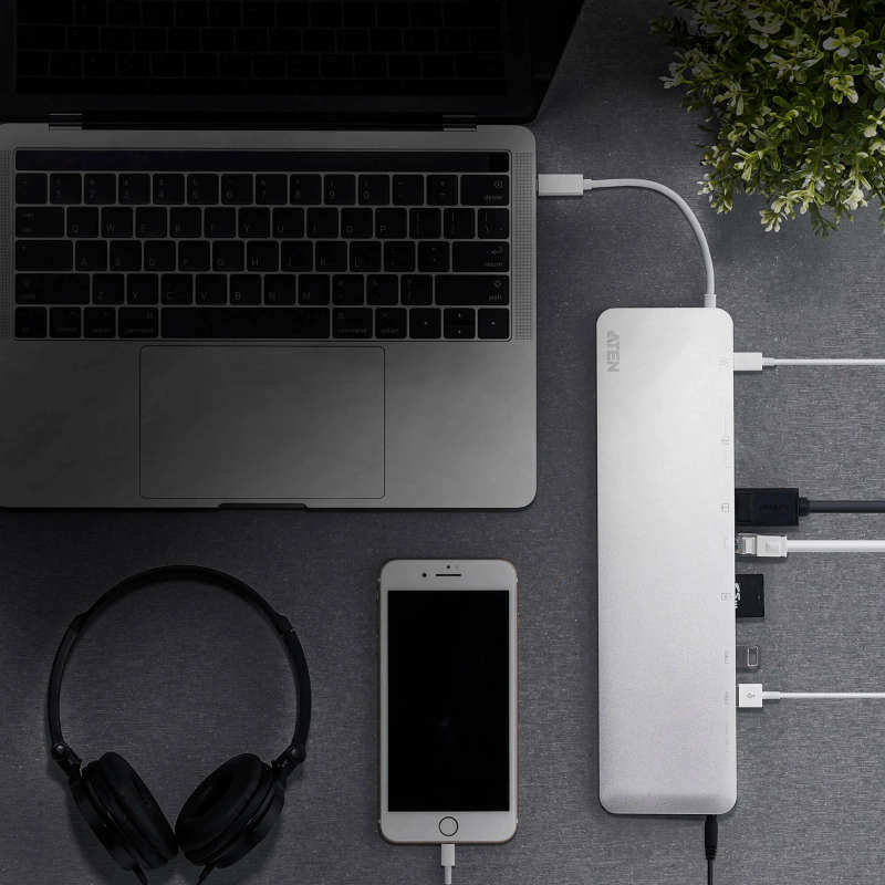 ATEN Dock; USB-C Multiport Dock with Power Pass-Through.