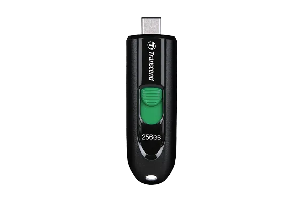 TRANSCEND 256GB JF790C USB C (5Gpbs) CAPLESS FLASH DRIVE - BLACK AND GREEN