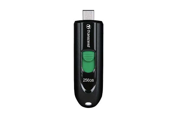 TRANSCEND 256GB JF790C USB C (5Gpbs) CAPLESS FLASH DRIVE - BLACK AND GREEN