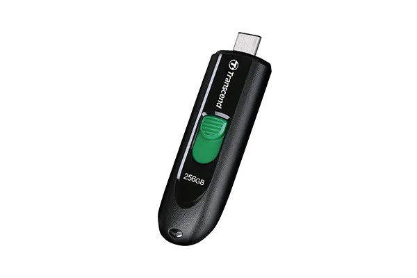 TRANSCEND 256GB JF790C USB C (5Gpbs) CAPLESS FLASH DRIVE - BLACK AND GREEN