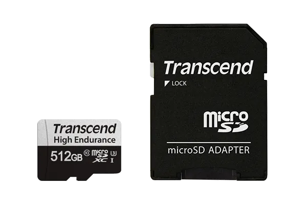TRANSCEND 350V 512GB HIGH ENDURANCE MICRO SD UHS-I  U3 CLASS10 - READ 100 MB/S - WRITE 45MB/S - W...