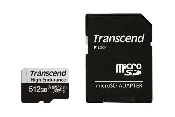 TRANSCEND 350V 512GB HIGH ENDURANCE MICRO SD UHS-I  U3 CLASS10 - READ 100 MB/S - WRITE 45MB/S - W...