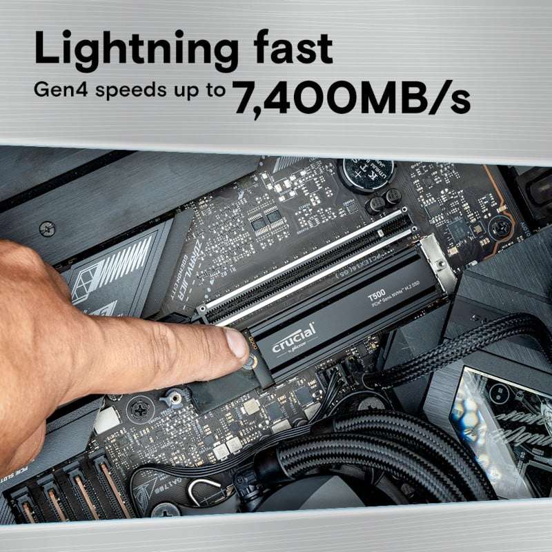 Crucial T500 1TB M.2 NVMe Gen4 with Heatsink NAND SSD