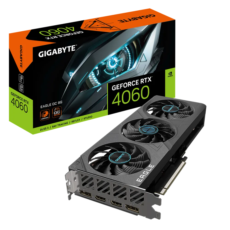 GIGABYTE nVidia GeForce RTX 4060 Eagle OC - 8GB GDDR6; 128-Bit Memory Bus; 2x HDMI; 2x DisplayPor...