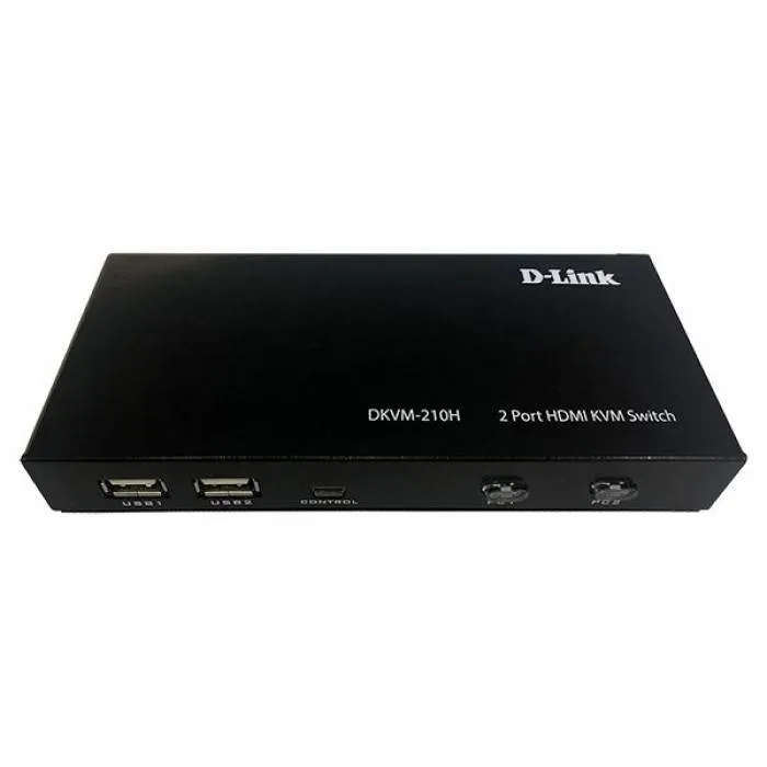 2-Port HDMI KVM switch ; 2x HDMI ports; 2x USB Type-B ports; Switching buttons on front panel; HD...