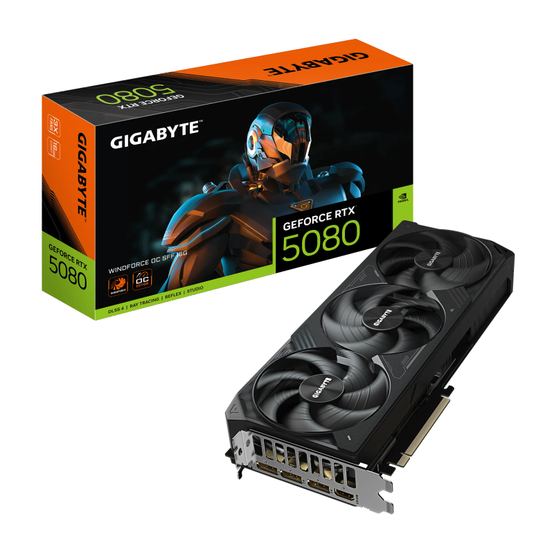 GIGABYTE nVidia GeForce RTX 5080 WINDFORCE OC 16G - 16GB GDDR7; 256-Bit Memory Bus; 1x HDMI; 3x D...