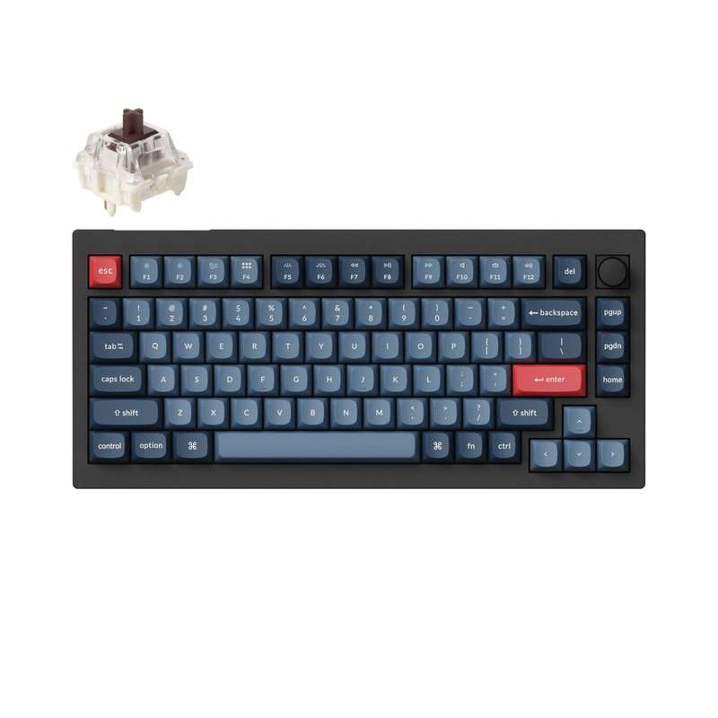 Keychron V1 Max QMK/VIA Wireless Custom Mechanical Keyboard | BROWN Switches  Black
