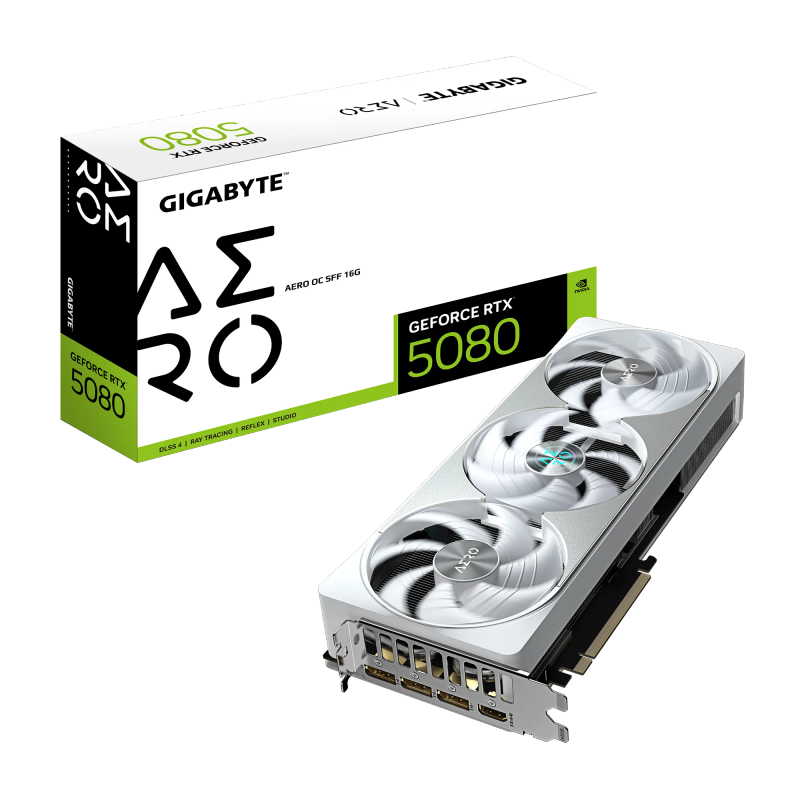 GIGABYTE nVidia GeForce RTX 5080 AERO OC  - 16GB GDDR7; 256-Bit Memory Bus; 1x HDMI; 3x DisplayPo...