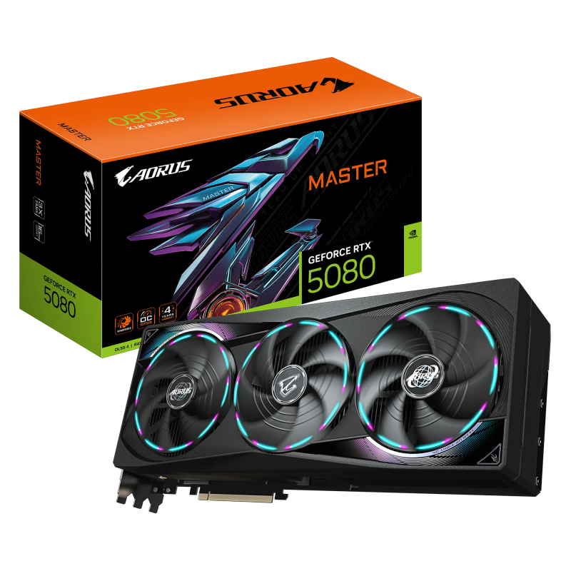 GIGABYTE nVidia GeForce RTX 5080 AORUS MASTER OC  - 16GB GDDR7; 256-Bit Memory Bus; 1x HDMI; 3x D...