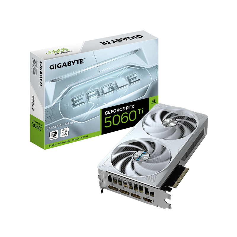GIGABYTE nVidia GeForce RTX 5060Ti EAGLE OC ICE 16GB - 16GB GDDR7; 128-Bit Memory Bus; 1x HDMI; 3...