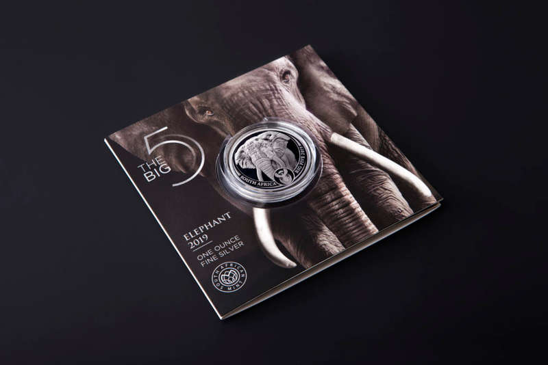 2019 1 oz South African Big Five Elephant Silver Coin (BU) Low Mintage in original sealed packaging