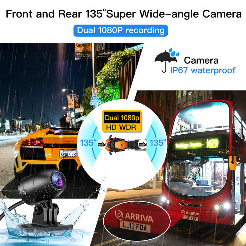 Dual Channel 1080p HD Motorcycle DashCam - B1M