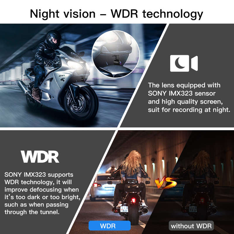 Dual Channel 1080p HD Motorcycle DashCam - B1M
