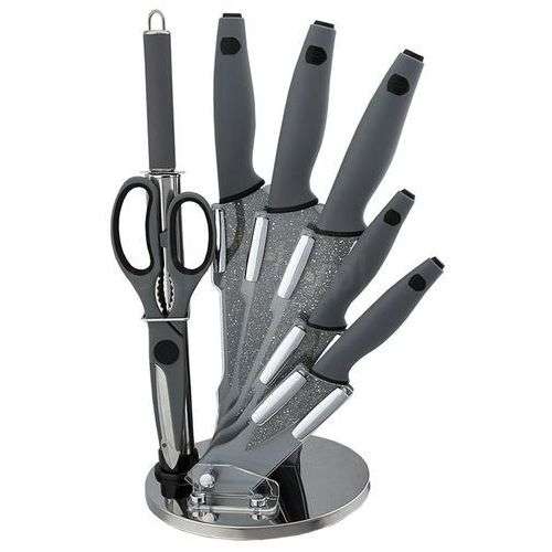 Berlinger Haus - 8 Pieces Granite Diamond Line Knife Set with Stand - Gray (READ THE DESCRIPTION)