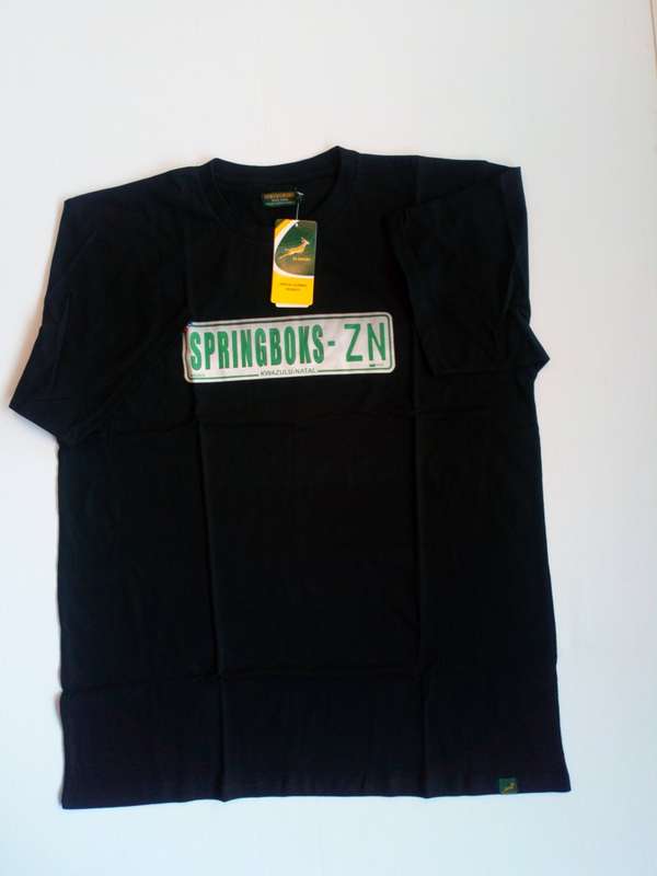 T Shirt Mens Springbok Prnt Blk - S | M | L | XL | XXL | 3XL | 4XL | 5XL | 6XL
