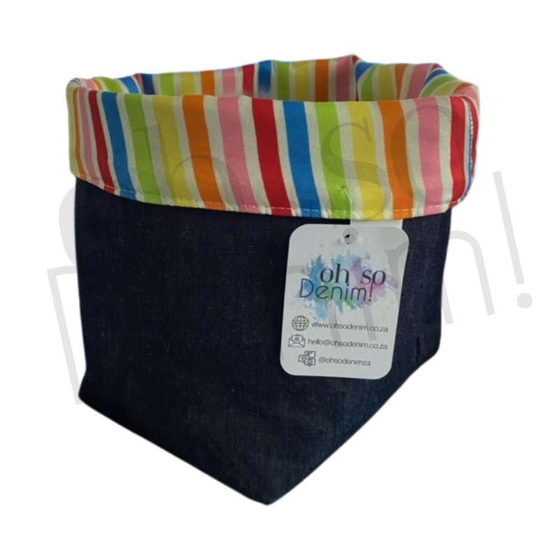 Denim Baskets - Medium - Bright Candy Stripes