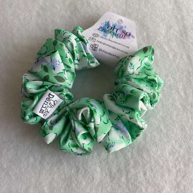 Mint Floral - Hair Scrunchie