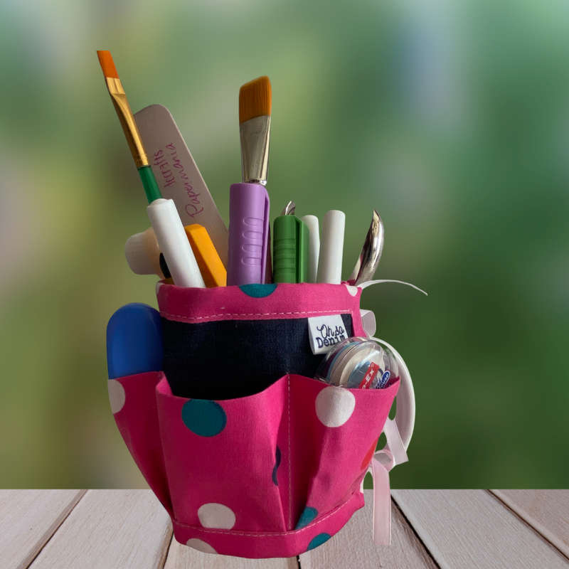Mug Tool Organiser - Pink Multicolour Polka Dots