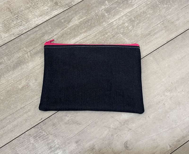 Unlined Denim Zipper Pouch - 21cm x 15cm