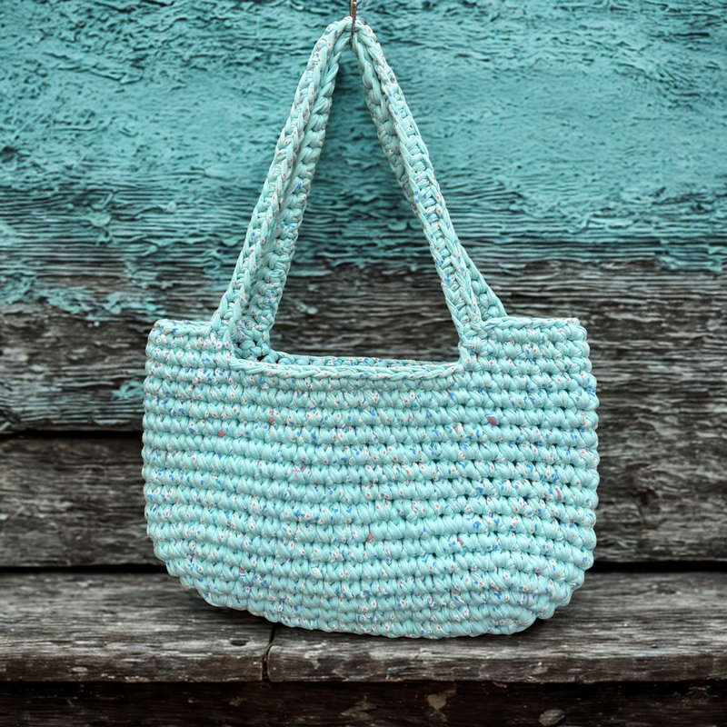 Mint Floral Crochet Tote
