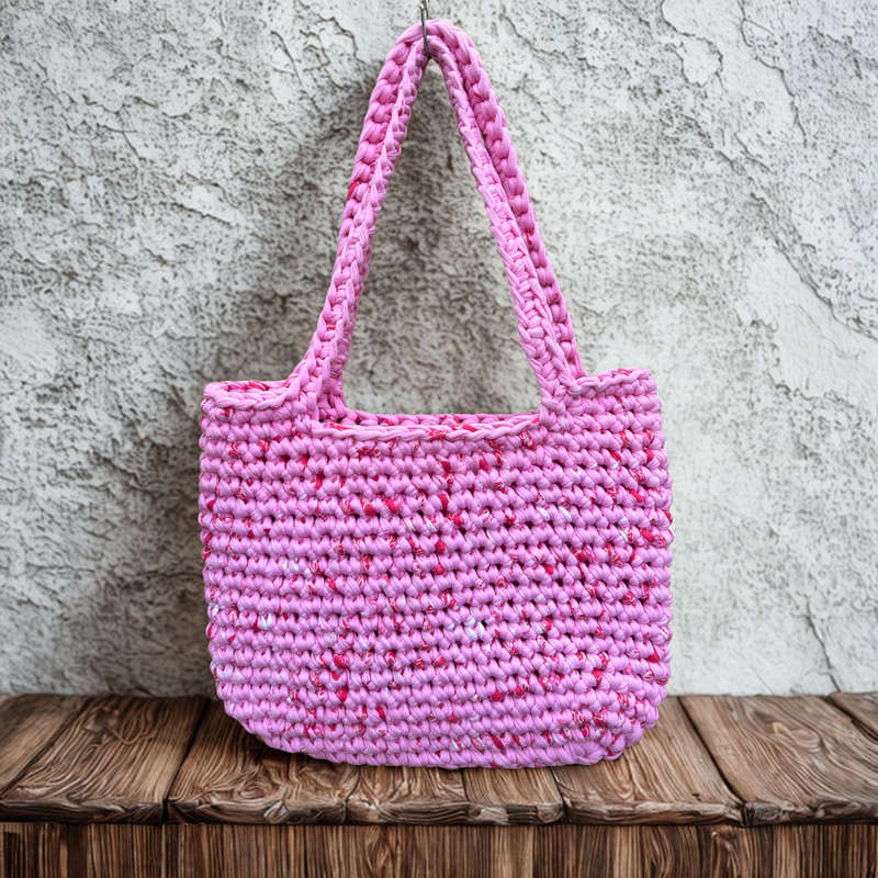 Pink & Red Bow Crochet Tote