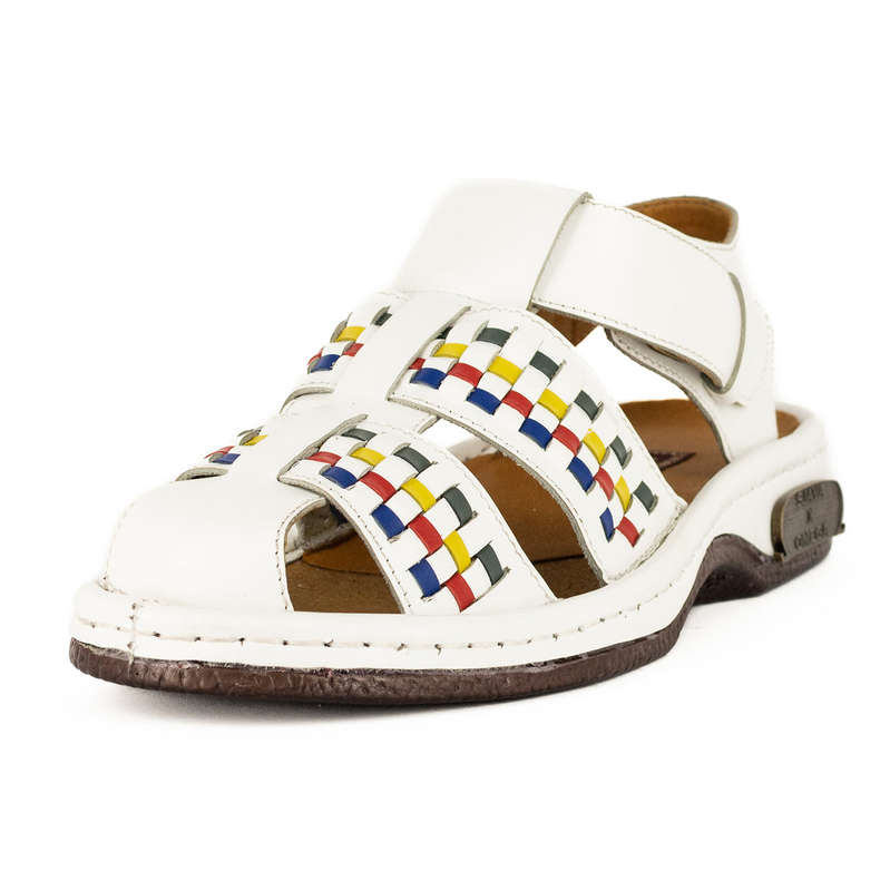 OMEGA X SJAVA COLLAB WHITE/BLUE/YELLOW LEATHER SANDAL
