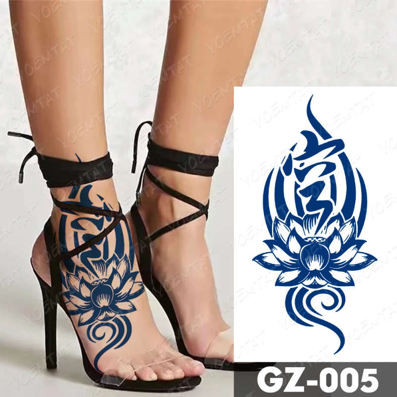 Blue Lotus Blossom Temporary Tattoo