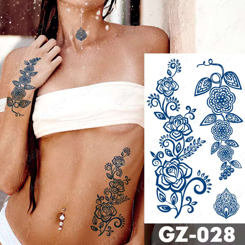 Bohemian Botanical Floral Cascade Temporary Tattoo
